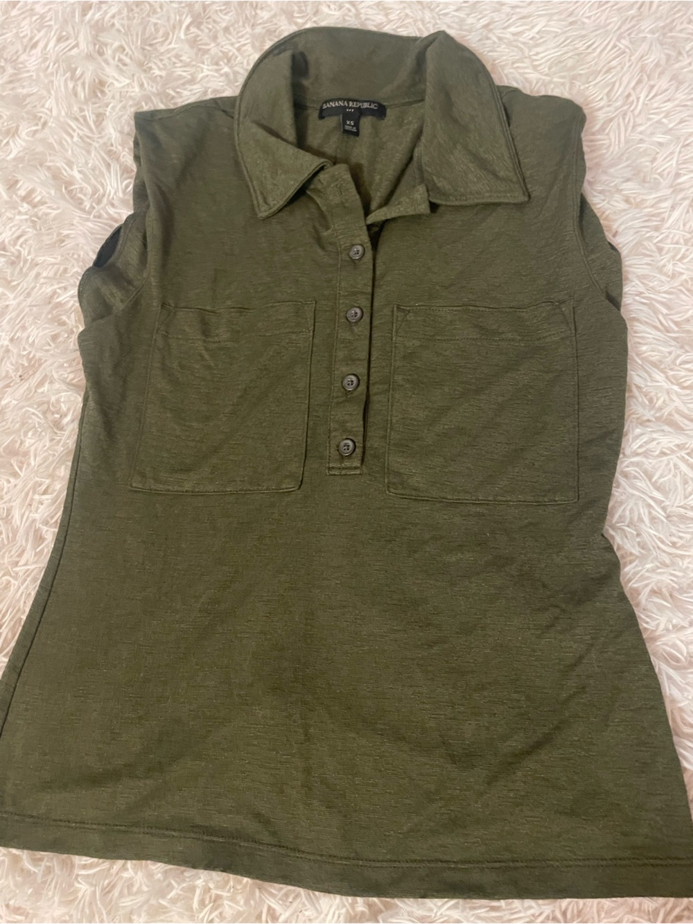 Banana Republic Olive Green Sleeveless Polo Tank